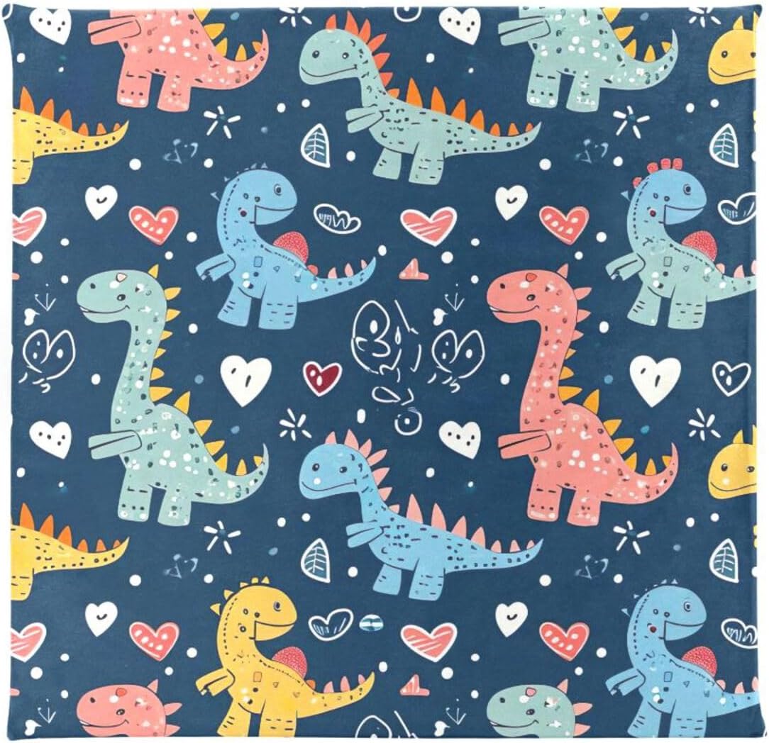 Decorated Dinosaur Desk Chair Cushion for Long Sitting, Velvet Seat Cushion for Office Living Room Wheelchair Cushions, Multicolor Pressure Relief Sitting Pillow with Washable