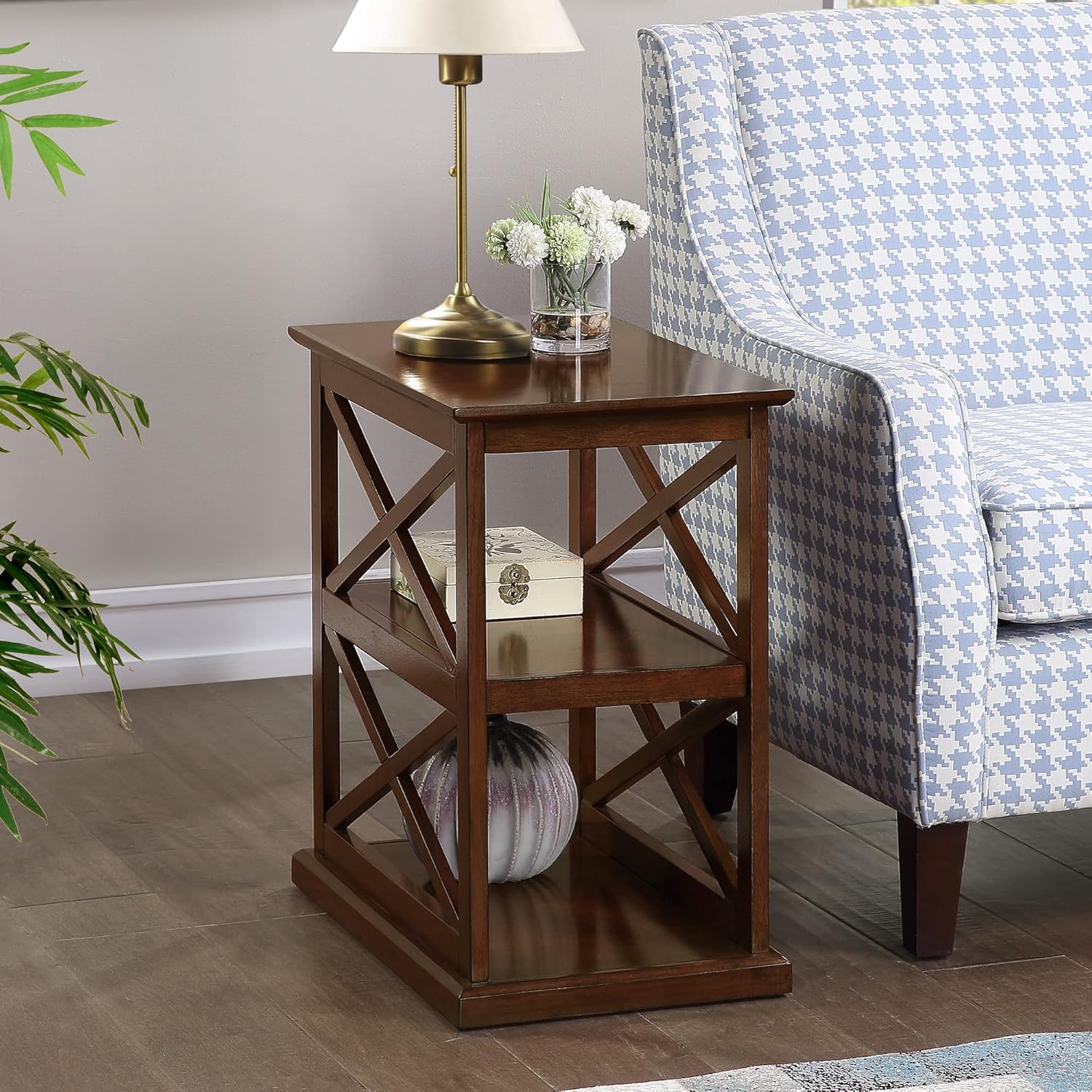 Convenience Concepts Coventry Chairside End Table with Shelves, Espresso