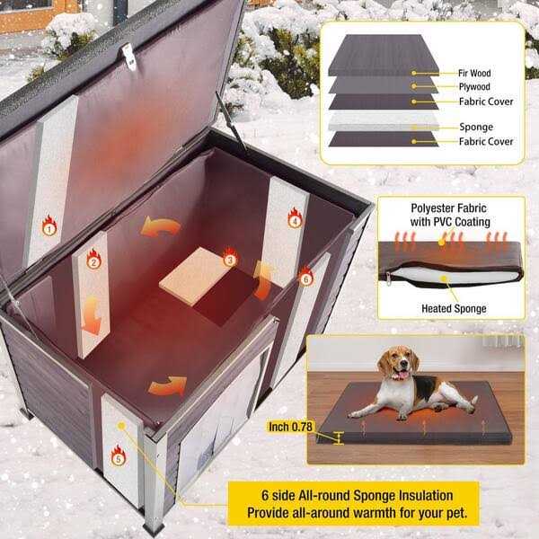 aivituvin Insulated Outdoor Dog House with Liner Inside Waterproof Roof - Pet Supplies online store