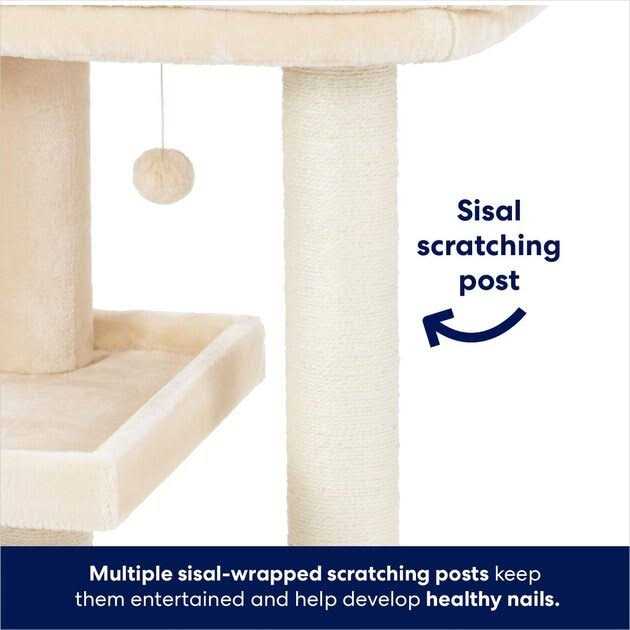 Frisco 42-in Heavy Duty Faux Fur Cat Tree Condo - Pet Supplies online store