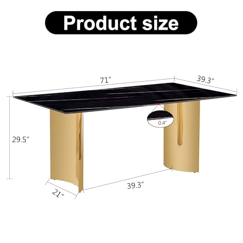 Faux Marble Dining Room Table Set for 8,Modern Rectangular Faux Marble Dining Table with Marble Top,9 Piece Marble Dining Table Set with 8 Pcs Leather Dining Chairs for Kitchen Dining Room