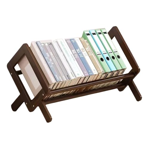 Desktop Bookshelf Organizer Desk Bookcase Record Holder， Quick Assembly-Retro Style Organizer for Book,Magazine, Files (Yellow)