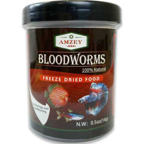 Amzey Blood Worms 0.35oz -100% Natural Freeze Dried Blood Worms Aquarium Fish Food - Pet Supplies online store