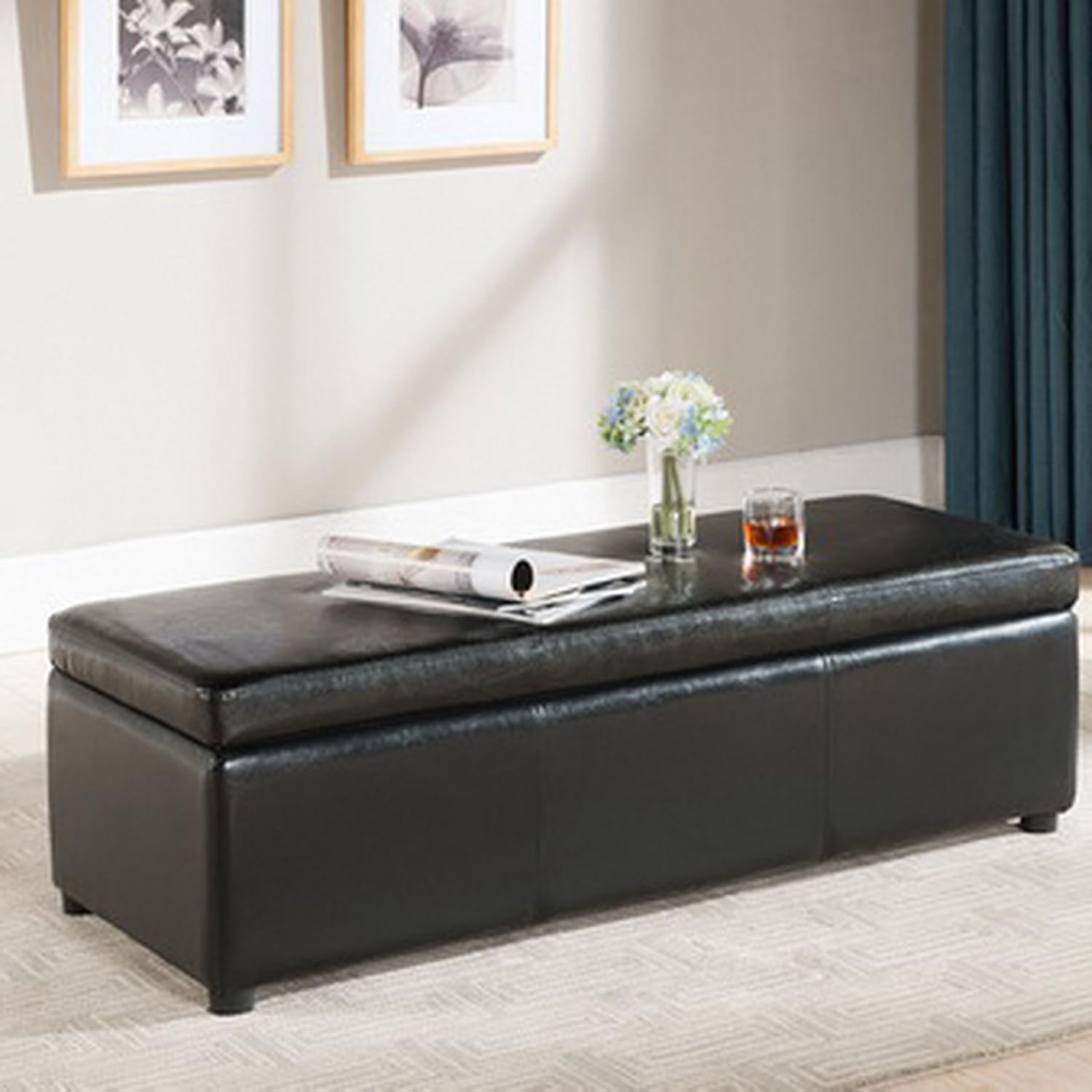 Baxton Studio Dennehy Modern Ottoman,Black