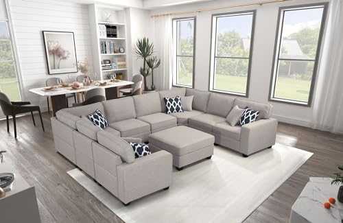 138.6'' Flexible Combination Modular Sofa Sectional, Charcoal