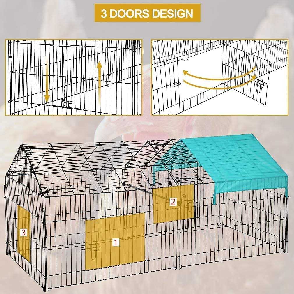 BestPet Large Metal Chicken Coop Chicken Run Outdoor Walk-in Poultry Cage Duck Coop Chicken Pen Pet Playpen w/Door & Cover Rabbit Enclosure - Pet Supplies online store