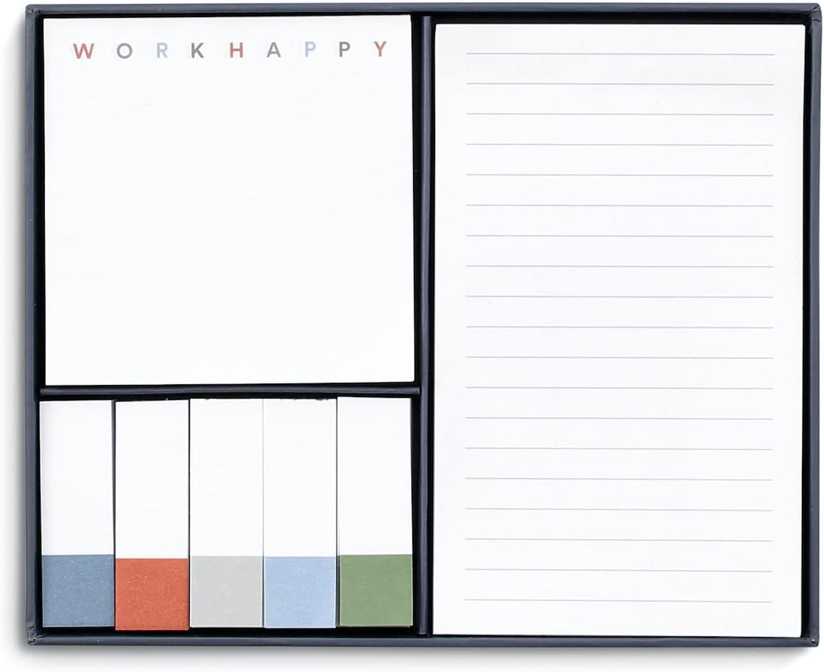 Poppin Work Happy Sticky Notes, (5) Unruled 0.5 x 1, (1) Unruled 3 x 3, (1) Note Ruled 3 x 5, Assorted Lagoon Colors, 90 Sheets/Pad
