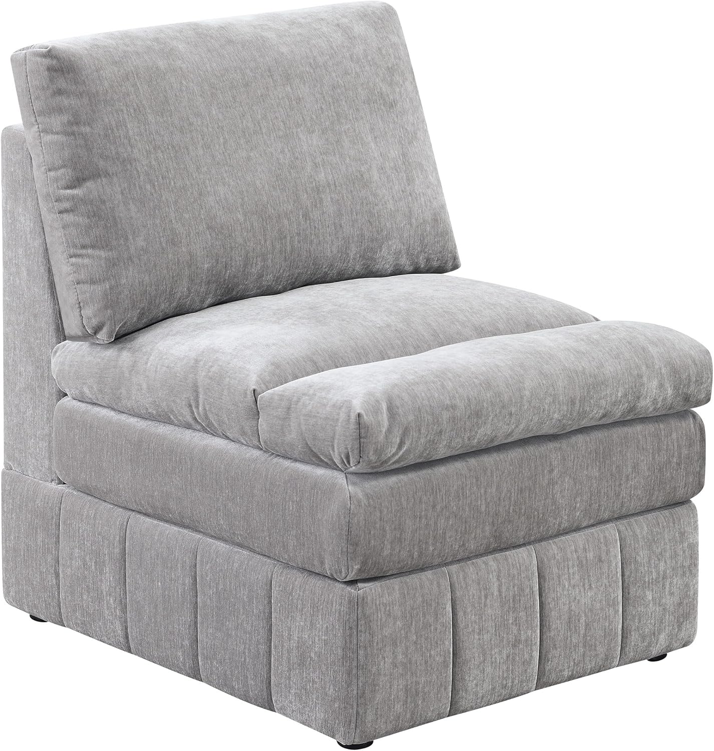1pc Armless Chair Modular Plush Chair Sectional Sofa Living Room Furniture Granite Morgan Fabric- Suede