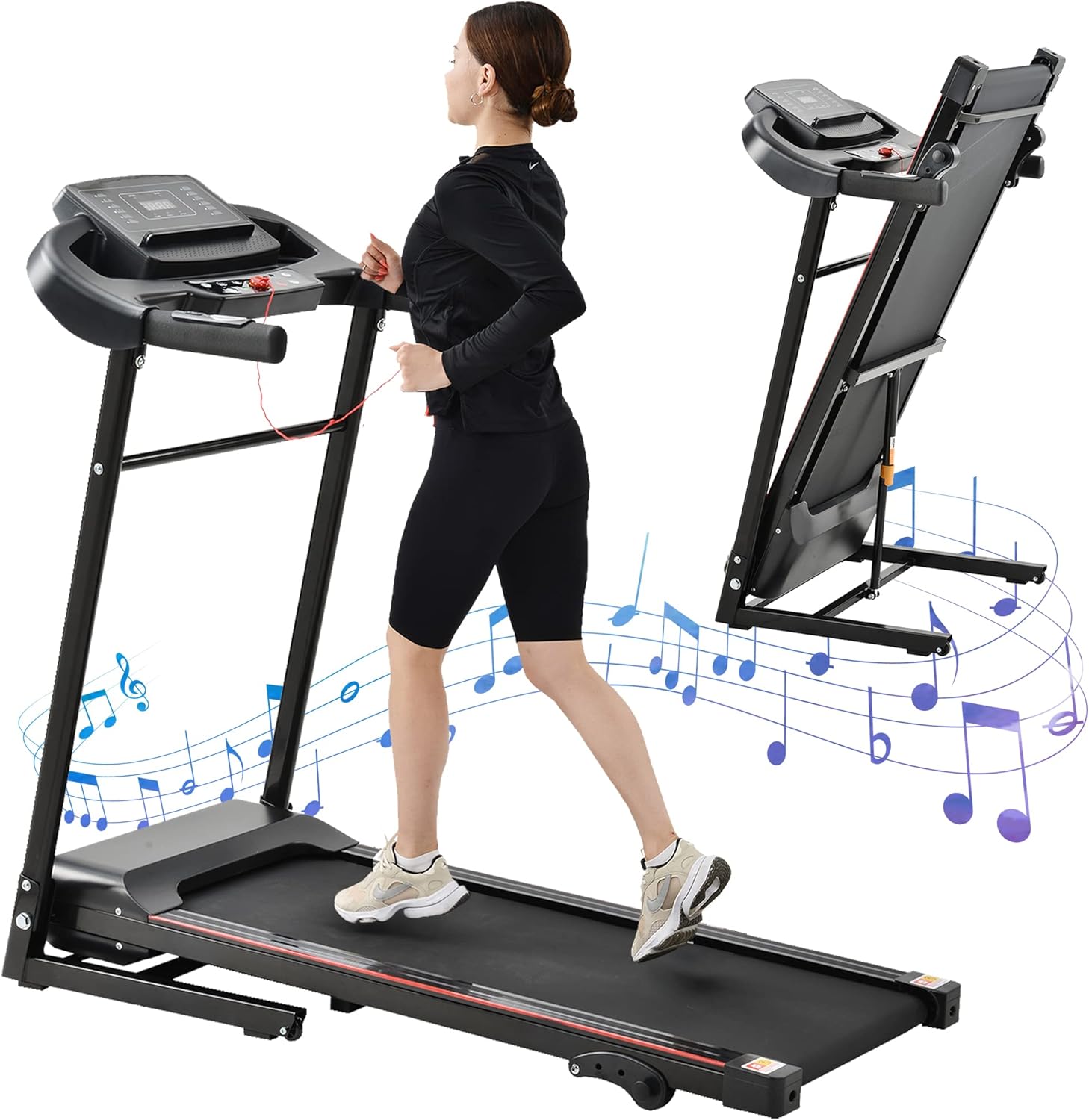 FYC Foldable Treadmills with Incline and Bluetooth, 2.5HP Folding Electric Treadmill for Exercise, Compact Portable Running Machine Walking Jogging Workout for Home Gym, 265 LBS Weight Capacity