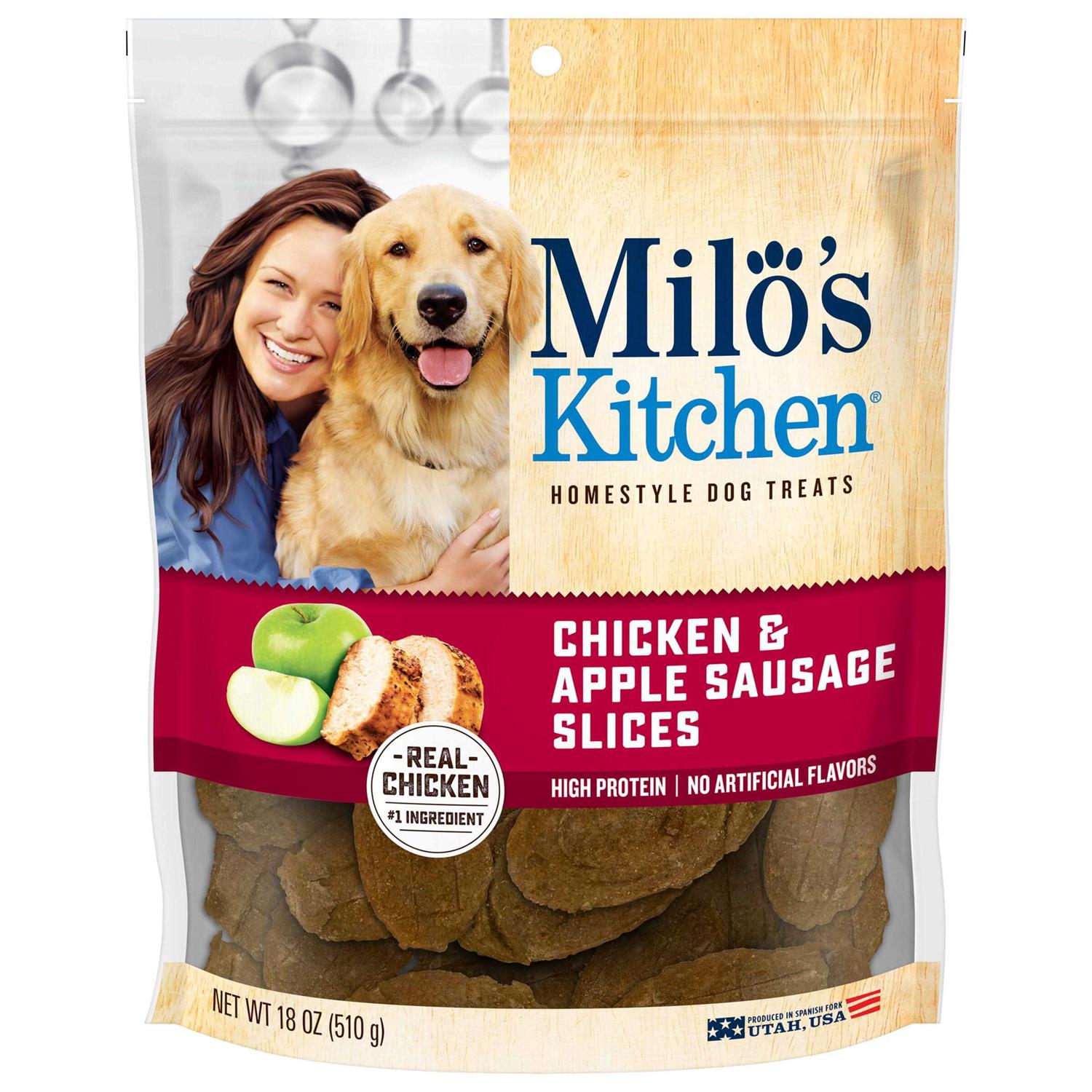 Milo's Kitchen Chicken & Apple Sausage Slices Dog Treats - Pet Supplies online store