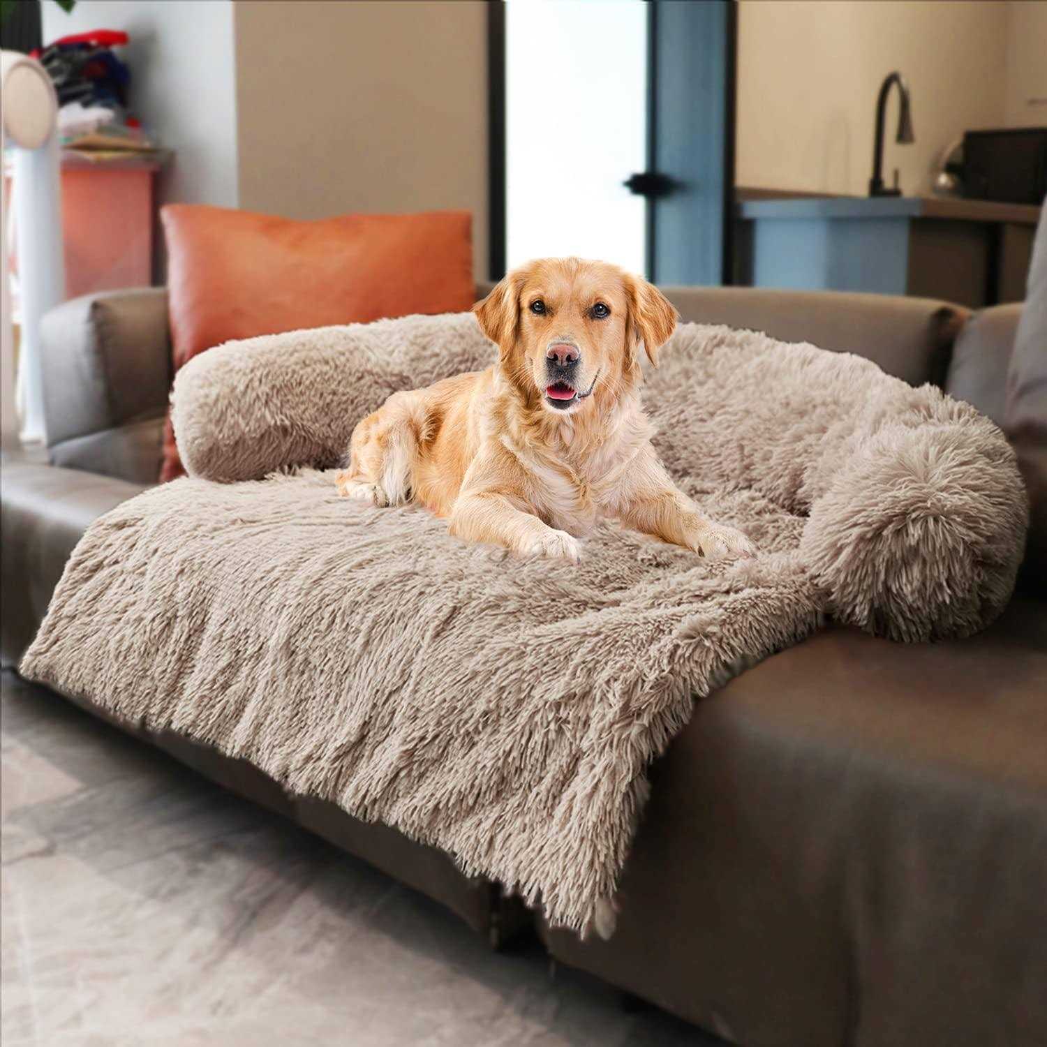 Dekeyoo Pet Couch Protector Waterproof Calming Dog Bed Plush Dog Mat Dog Sofa - Pet Supplies online store