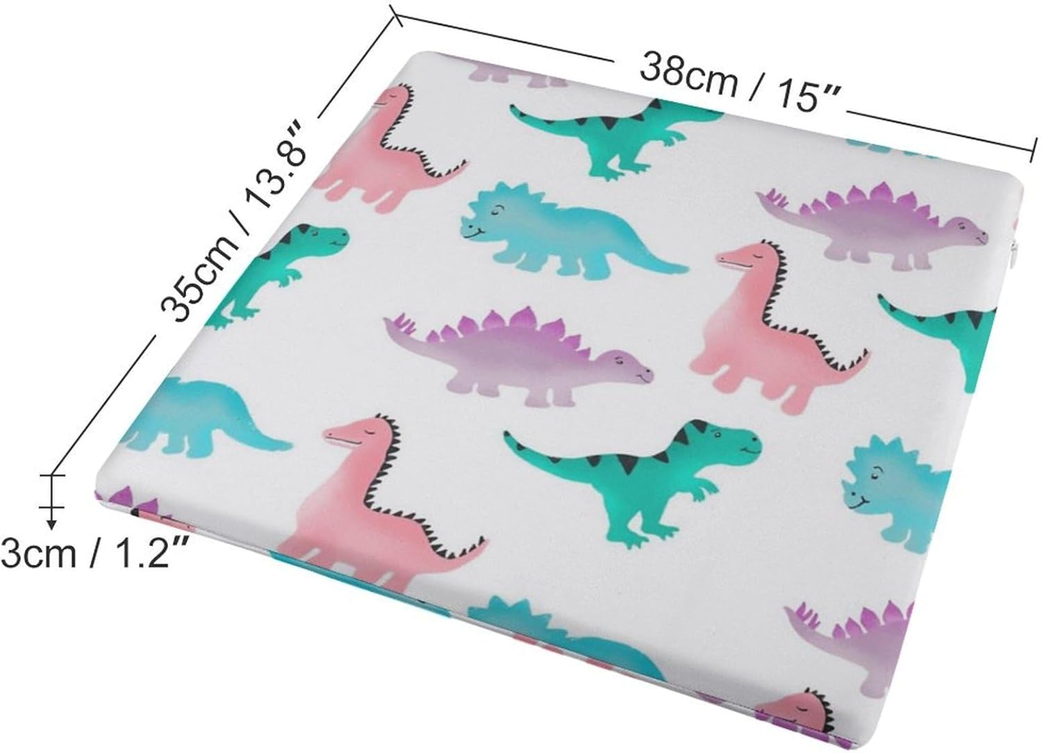 Watercolor Dinosaurs Pattern Chair Cushion Seat Pads Comfortable Memory Foam for Wheelchairs Dining Room Kitchen Office Chairs 15 X 13.8