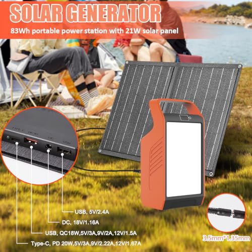 Takki Solar Generator 148Wh with 40W Solar Panel Included 300W Peak Portable Power Station Camping Power Bank with 110V AC Outlet for Home Camping Emergency Hurricane