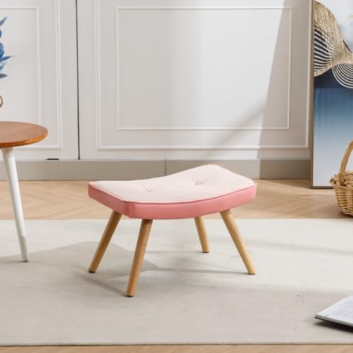 Indoor Accent Rocking Chairs, Cotton Cloth Leather Fabric Upholstered Wingback Glider Rocker Armchair with Headrest and Solid Wood Base for Living Room Bedroom Balcony, Orange