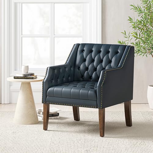 Vegan Leather Armchair (Navy)