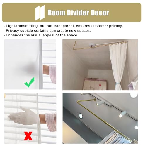 Room Divider Black Modern Fitting Room Divider, Wall Mount Metal Support Rod & Curtain, Heavy Duty Decor Privacy Cubicle Drapes for Bedroom Living Dining (Size : 200cm(6.6ft))