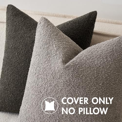 MIULEE Set of 2 Dark Blue Throw Pillow Covers 18x18 Inch Decorative Couch Pillow Covers Textured Boucle Accent Solid Pillow Cases Soft for Cushion Chair Sofa Bedroom Livingroom Home Decor