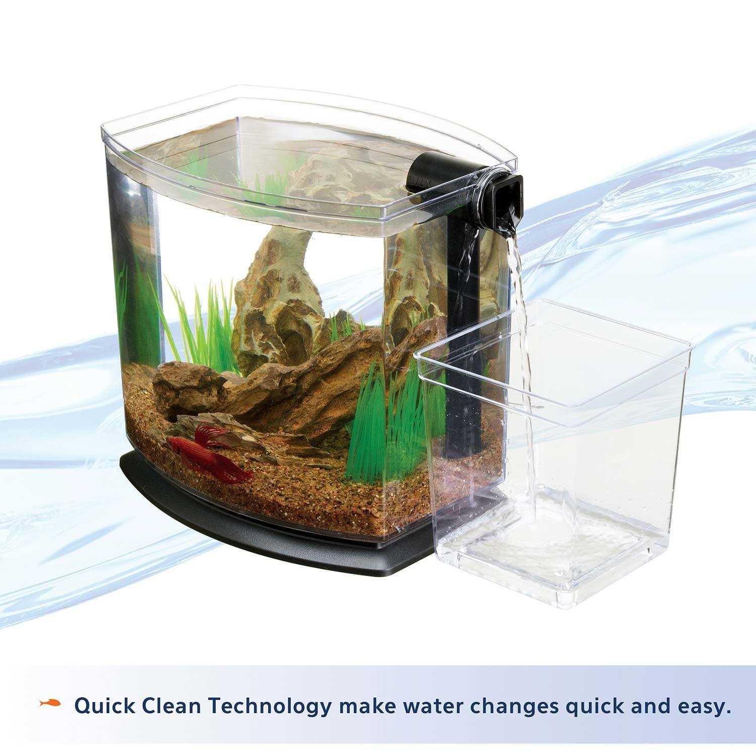 Aqueon BettaBow 1 with Quick Clean Technology Aquarium Kit Black - Pet Supplies online store