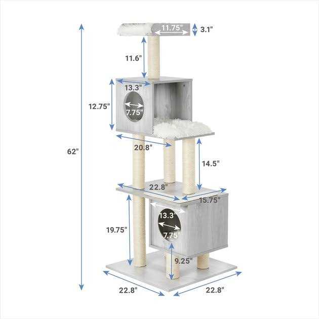 Frisco 62-in Modern Cat Tree Condo - Pet Supplies online store