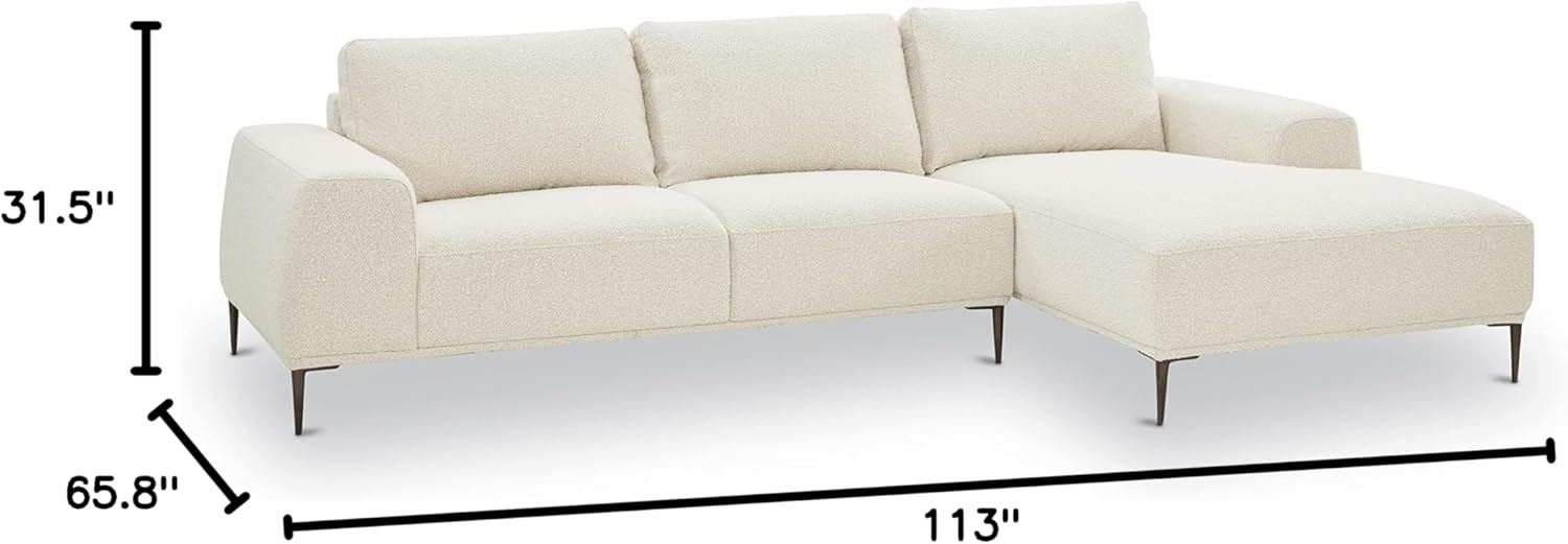 POLY & BARK Rue Right-Facing Sectional Sofa, Crema White Boucle