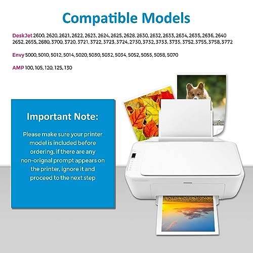 65XL Generic Ink Cartridge Replacement for HP 65 XL Compatible with Deskjet 3700, 3752, 3755, 2652, 2655, 3722, Envy 5055, 5052, 5058, 5014, AMP 100 Series (2 Black Count Combo Pack)