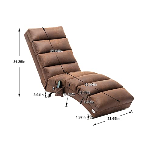 69'' Chaise Lounge, Modern Sofa Recliner Couch Chair Long Lounger with Turquoise Velvet Fabric for Bedroom,Office, Living Room (Green//Elegant^)
