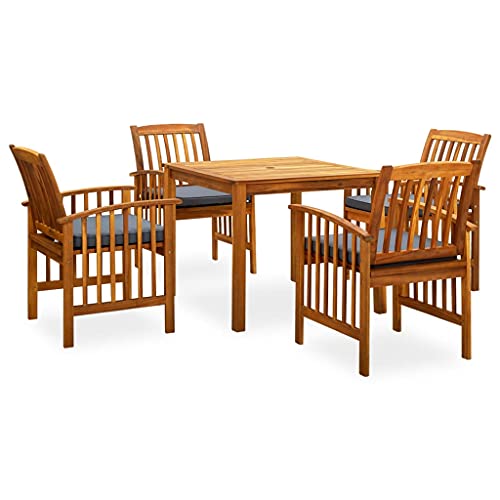 3 Piece Patio Dining Set, Outdoor Table And Chairs Set Farmhouse Dining Table Set Sectional Patio Furniture Set Outdoor Footstool Suitable for Pub Outdoor Cafe Garden with Cushions Solid Acacia Wood