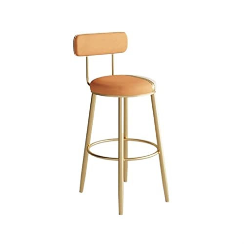 EARSHOT Bar Stools Fashion Creative High Chair Nordic Bar Kitchen Restaurant Cafe Decoration High Stool with Backrest Metal Bar Stool Counter Stools(Color:Pink,Size:75cm)