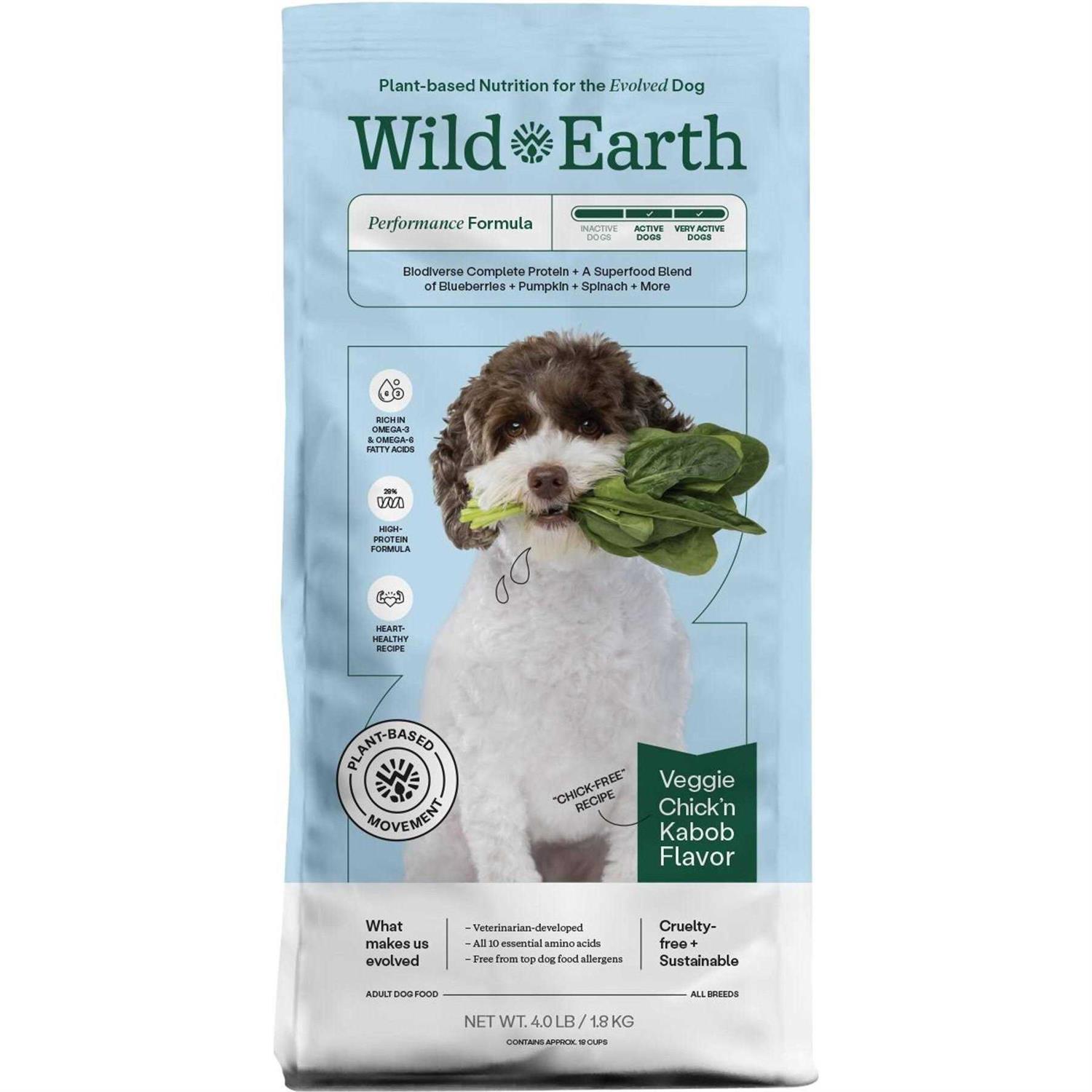 Wild Earth Veggie Chick'n Kabob Flavor Performance Formula Dry Dog Food - Pet Supplies online store