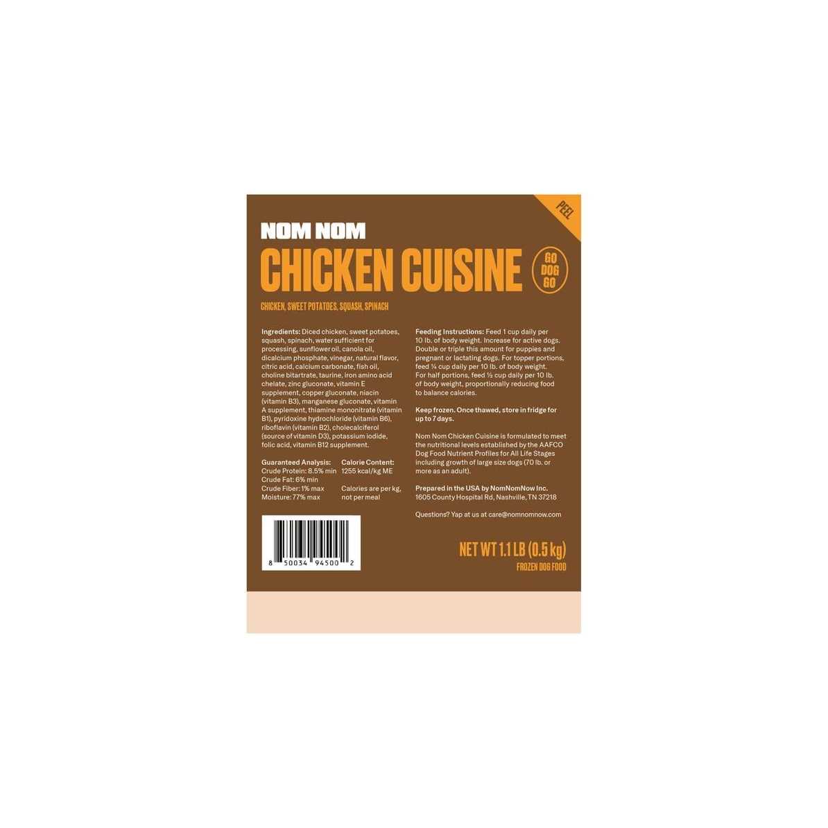 Nom Nom Frozen Dog Food Chicken - Pet Supplies online store