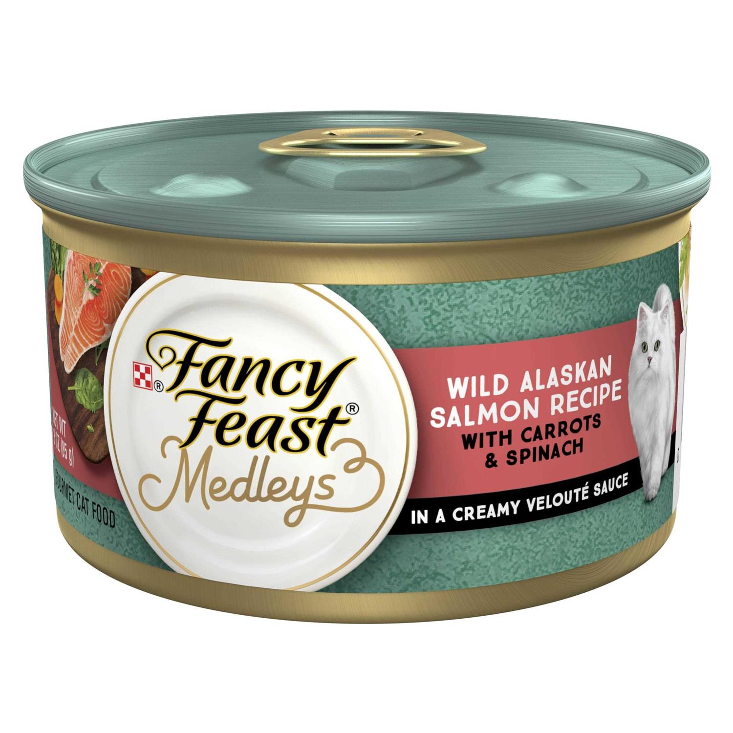 Fancy Feast High Protein Medleys Wild Alaskan Salmon Recipe With Garden Veggies in Sauce Wet Cat Food - Pet Supplies online store
