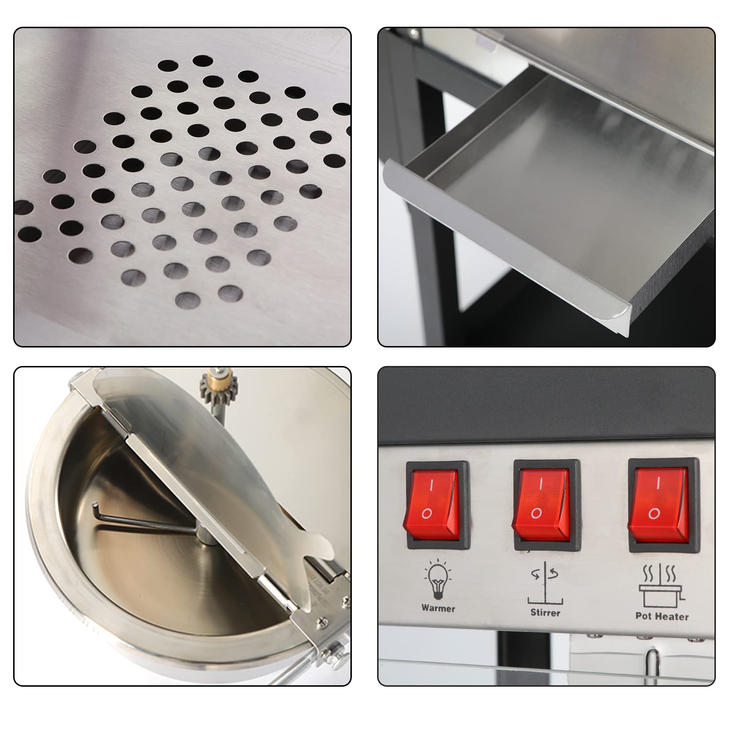 8 Ounce Popcorn Popper Machine With Cart - 3 Gallons Per Batch, Vintage Professional Popcorn Maker Theater Style with Nonstick Kettle Serving Scoop