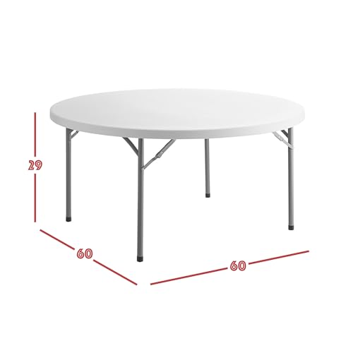 5 ft Commercial Round Table 5 Pack! Round Cafeteria Table, Event Round Table, Lightweight Card Table, Table For Wide, Round Party Table, 60 inch Circle Table, Plastic Circle Table, 5ft Banquet Table.