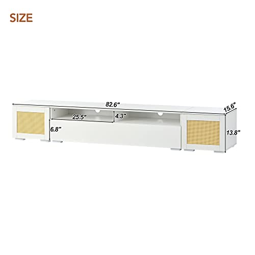 Quarte Wooden TV Stand for TV Up to 71-inch with Glass Door and 4 Cabinet,Can Be Placed in The Children's Room Bedroom Living Room Use (Antique Green@j)