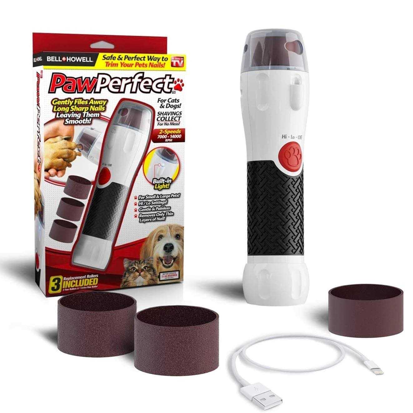 Bell+Howell PAWPERFECT Pet Nail Rotating File with 7000-14000 RPM's, Dog Nail Grinder Gentle and Painless Trimmer in 3 Modes with 3 Replacement - Pet Supplies online store