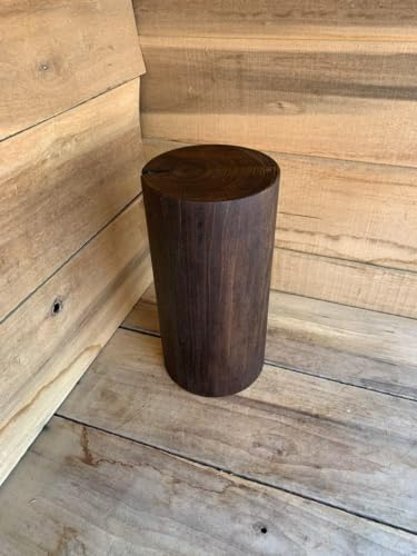 Walnut Stained Poplar Stump Table Stool Plant Stand Side Table (18 Inches)