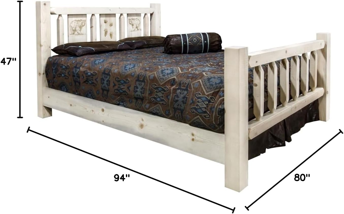 Montana Log Collection Wood Homestead King Bed MWHCKBVLZBEAR