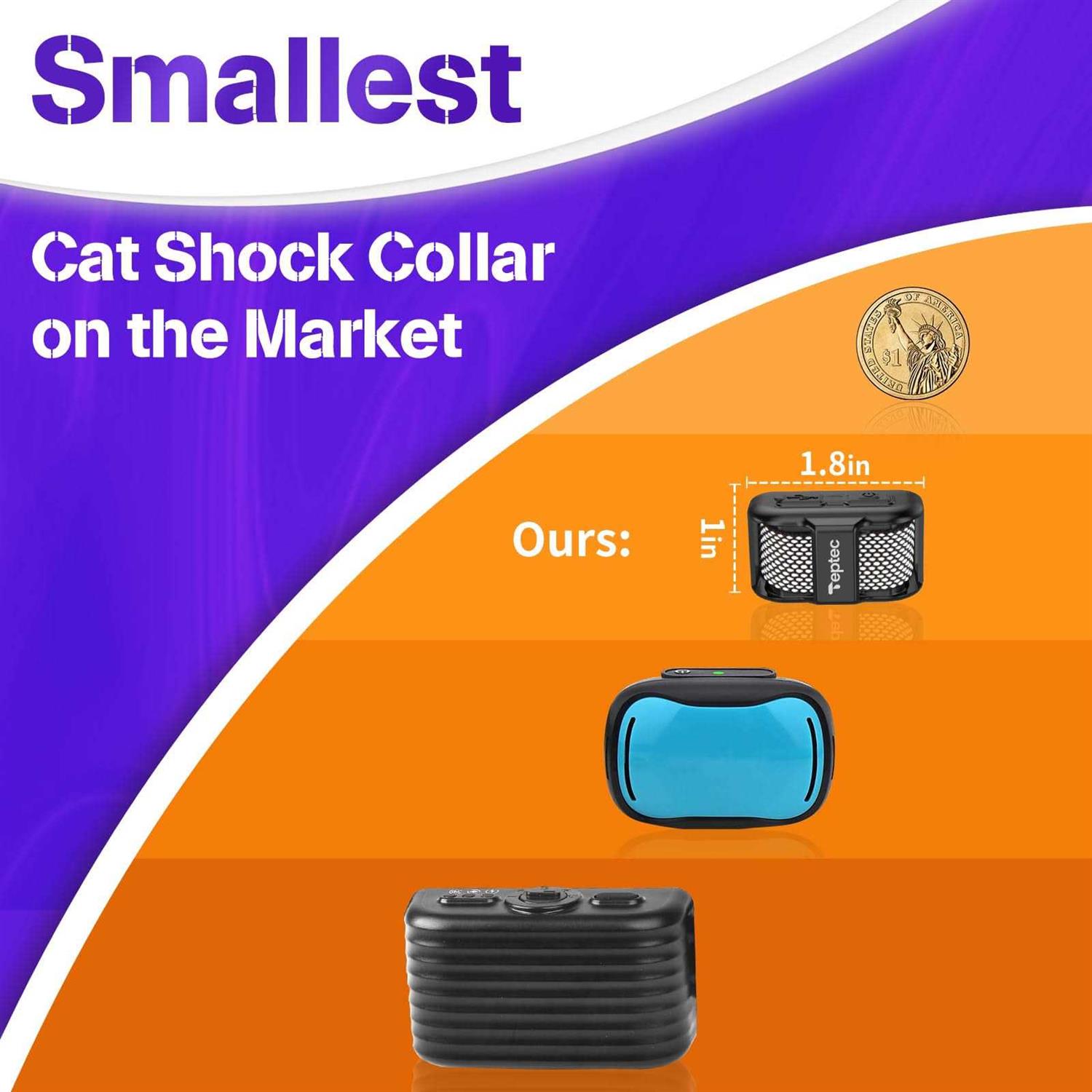 Teptec Smallest & Lightest Cat Training Collar Cat Safe Shock Collar with Shock - Pet Supplies online store