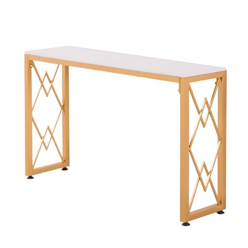 Console Table | Narrow Sofa Entryway Table | Modern Farmhouse, Modern Line Frame | Geometric Metal Legs | for Entryway, Hallway, Living Room, Foyer, Corridor(Black)