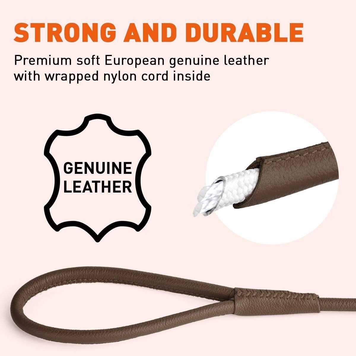 Dogline Soft Leather Round Leash - Pet Supplies online store