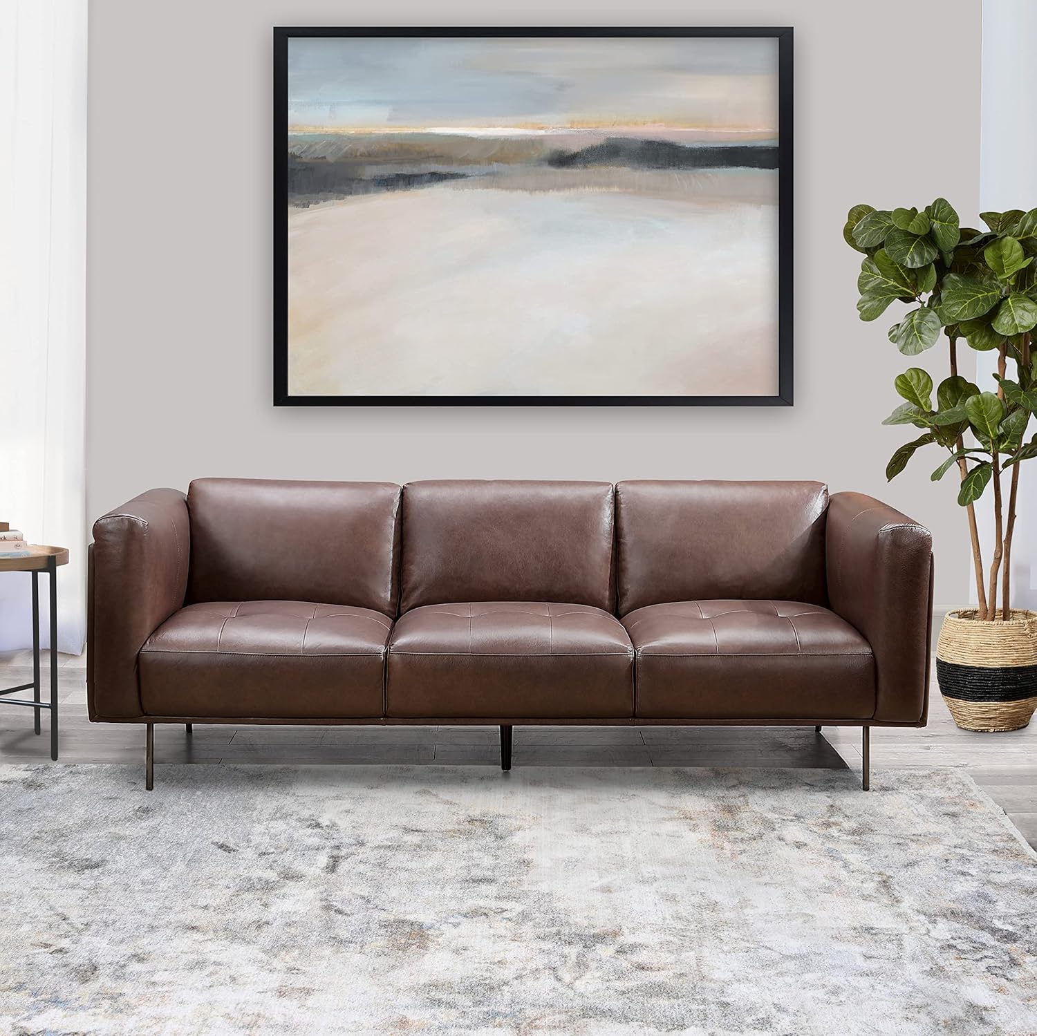 Abbyson Living Luca Leather Sofa, Brown
