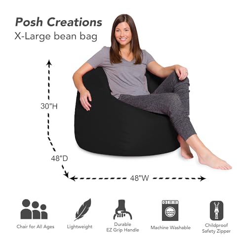 Posh Creations Bean Bag Chair for Kids, Teens, and Adults Includes Removable and Machine Washable Cover, Canvas Dinos on Blue, 38in - Large