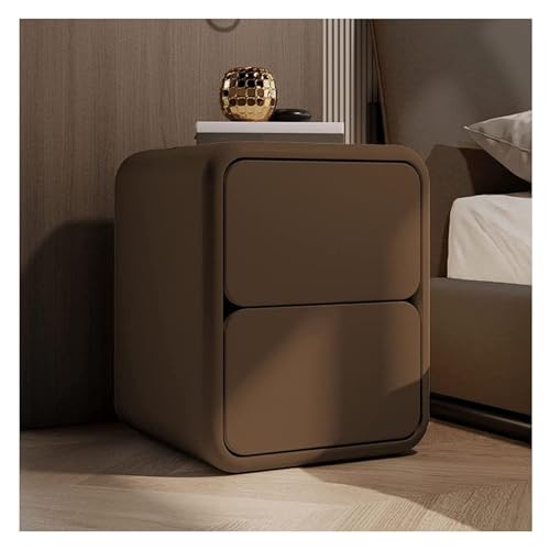 Nightstands Simple Solid Wood Bedside Table with 2 Drawers Round Corner Storage Bedside Cabinet for Home Bedroom Bedside Dresser Storage(Brown,40x40x47cm)