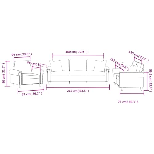 3 Piece Sofa Set with Pillows Light Gray Velvet,：，。 Sofas & Couches for Living Room