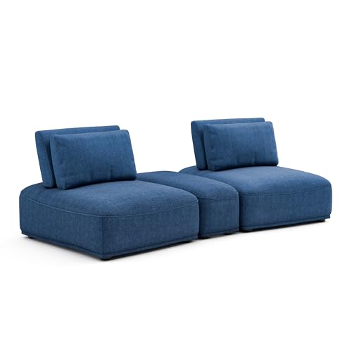 Furniture of America Tatiana Modern Chenille 3-Piece Modular Sectional Loveseat with Adjustable Backrest, 2 Armless Chairs and Wedge Ottoman for Living Room, FSC & Oeko TEX Certified, Yellow