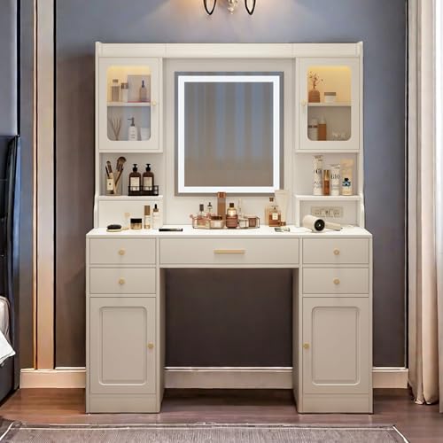 Vanity Desk with Mirror and Lights, 41.3