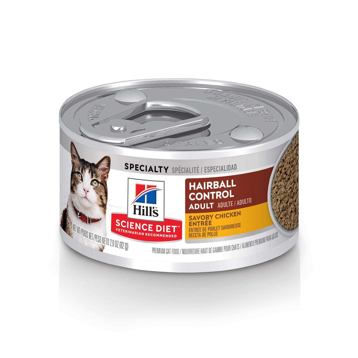 Hill&s Science Diet Adult Hairball Control Savory Chicken Entree Canned Cat Food - Pet Supplies online store