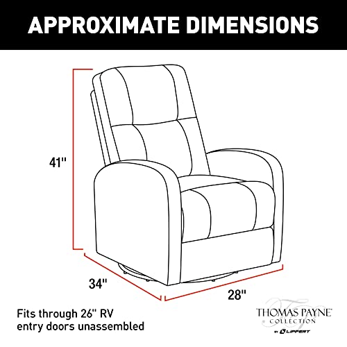 Thomas Payne® RV Swivel Pushback Recliner, Millbrae – Effortless Push-Back Reclining – 360-degree Swivel, Glider Action –Easy-to-Clean PolyHyde® Vinyl Fabric – High-Density Foam Interior – 2020129869