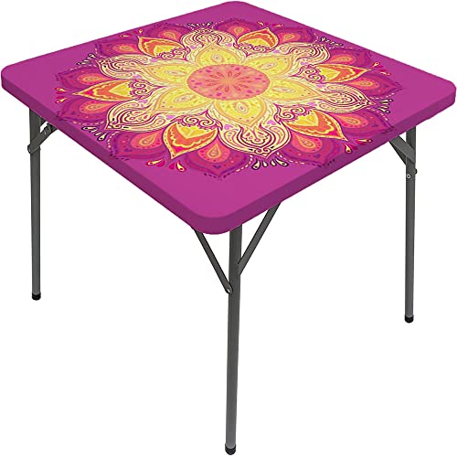 Paisley Square Table Cove, Paisley Style Textures, Elastic Edge, Suitable for Table Decoration, Buffet and Camping, Fit for 55