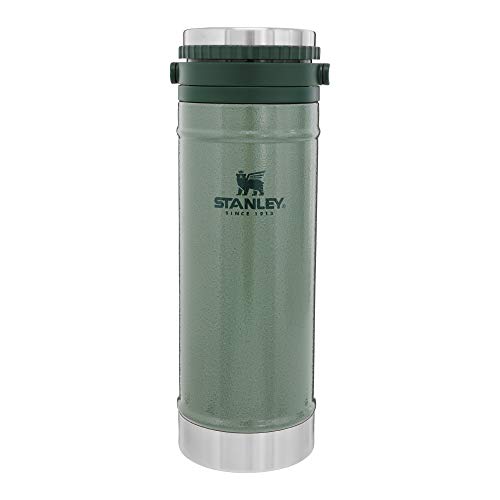 Stanley Travel Mug with Integrated French Press 16 oz | 5 Minute Brew, 4 Hours Hot,Leakproof Lid | Mesh Filter for Coffee Grounds | Insulated Stainless Steel Coffee Maker | BPA-Free | Hammertone Green